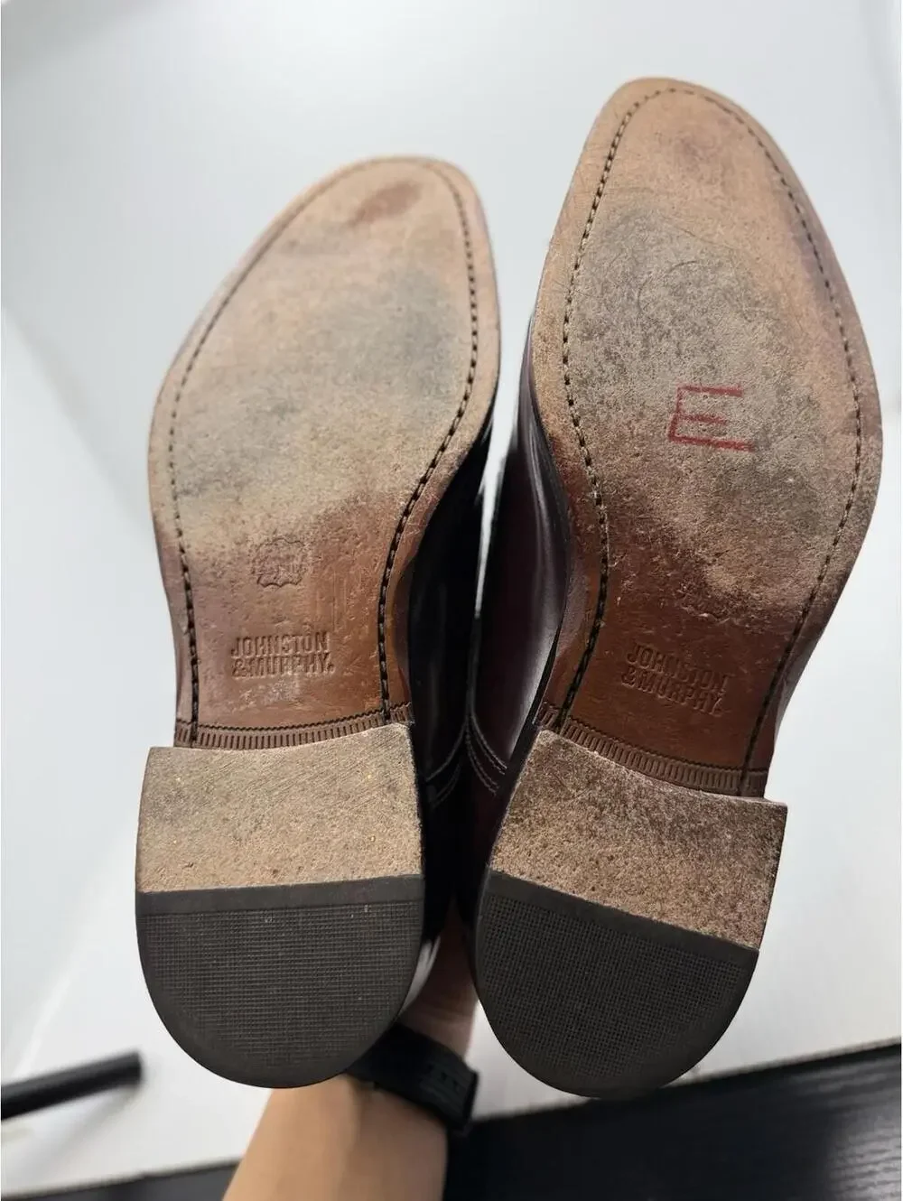 Mens 13 D/B Johnston & Murphy Melton Cap-Toe Shoes Burgundy Leather Oxford Dress